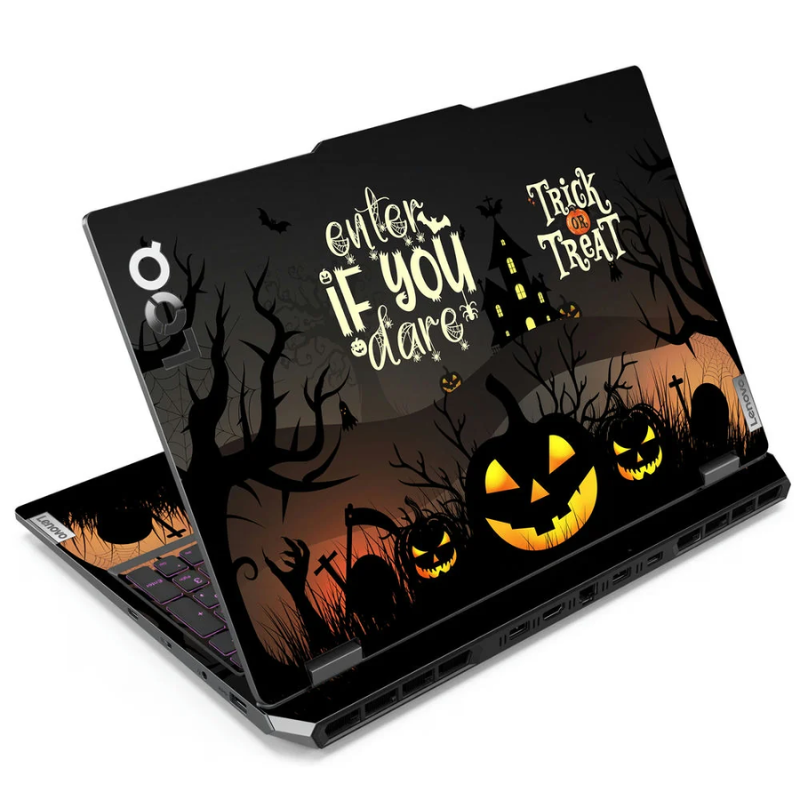 Laptop Skin for Lenovo LOQ - Enter If You Dare Halloween Pumpkins & Graveyard